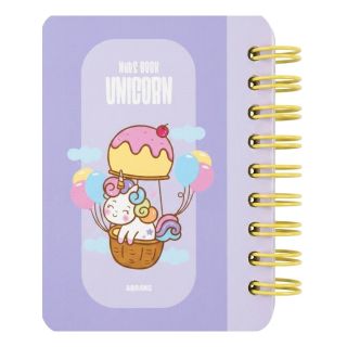 دفترچه یادداشت 80 برگ سیمی A7 جیبی طرح اسب تک شاخ یونیکورن و بالن خیال (unicorn) آبرنگ