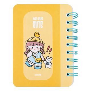 دفترچه یادداشت 80 برگ سیمی A7 جیبی طرح دخترک لیمویی (cute) آبرنگ