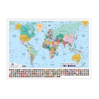 کتاب پوستر وایت بردی نقشه جهان انگلیسی (70*50) انتشارات اندیشه کهن